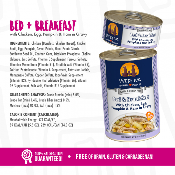 Weruva Bed & Breakfast with Chicken, Egg, Pumpkin & Ham in Gravy Canned Dog Food Online Sale