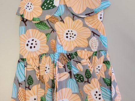 light cotton dress light grey with multiple flowers Online