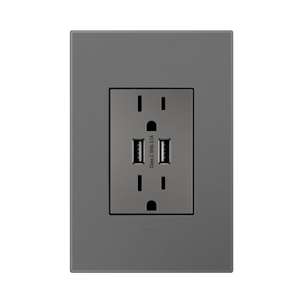 Adorne Dual USB Outlet with Wall Plate Hot on Sale