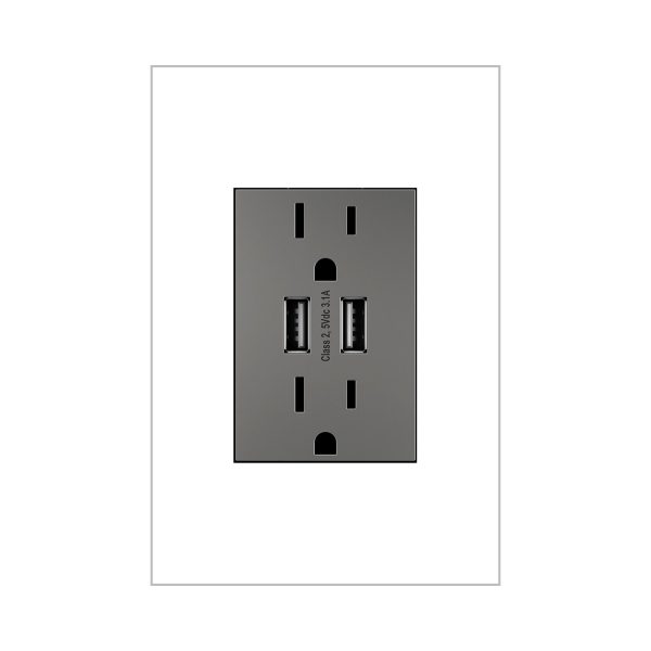 Adorne Dual USB Outlet with Wall Plate Hot on Sale