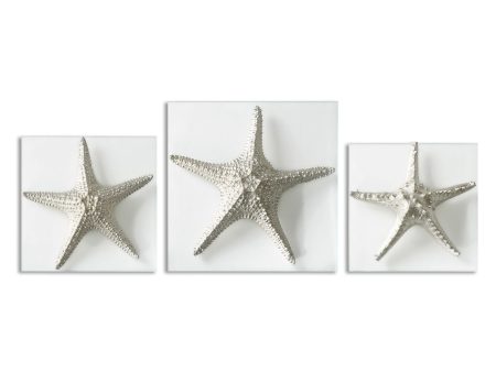 Silver Starfish Wall Art, S 3 For Sale