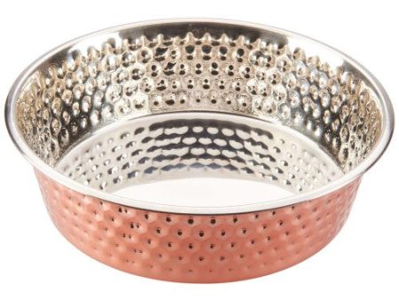 Spot Honeycomb Non Skid Stainless Steel Dog Bowl Hammered Exterior, Copper, 1 Each 2 qt by Spot Cheap