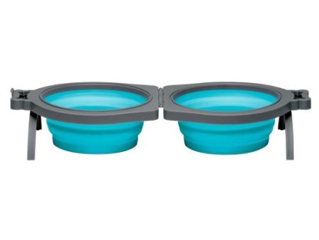 Loving Pets Travel Double Diner Dog Bowl Blue, 1 Each Medium by Loving Pets Fashion