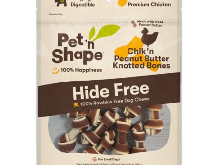 Pet  N Shape Chik n Peanut Butter Knotted Bones Hide-Free Dog Treat 1 Each 20 Count by Pet  n Shape Online now